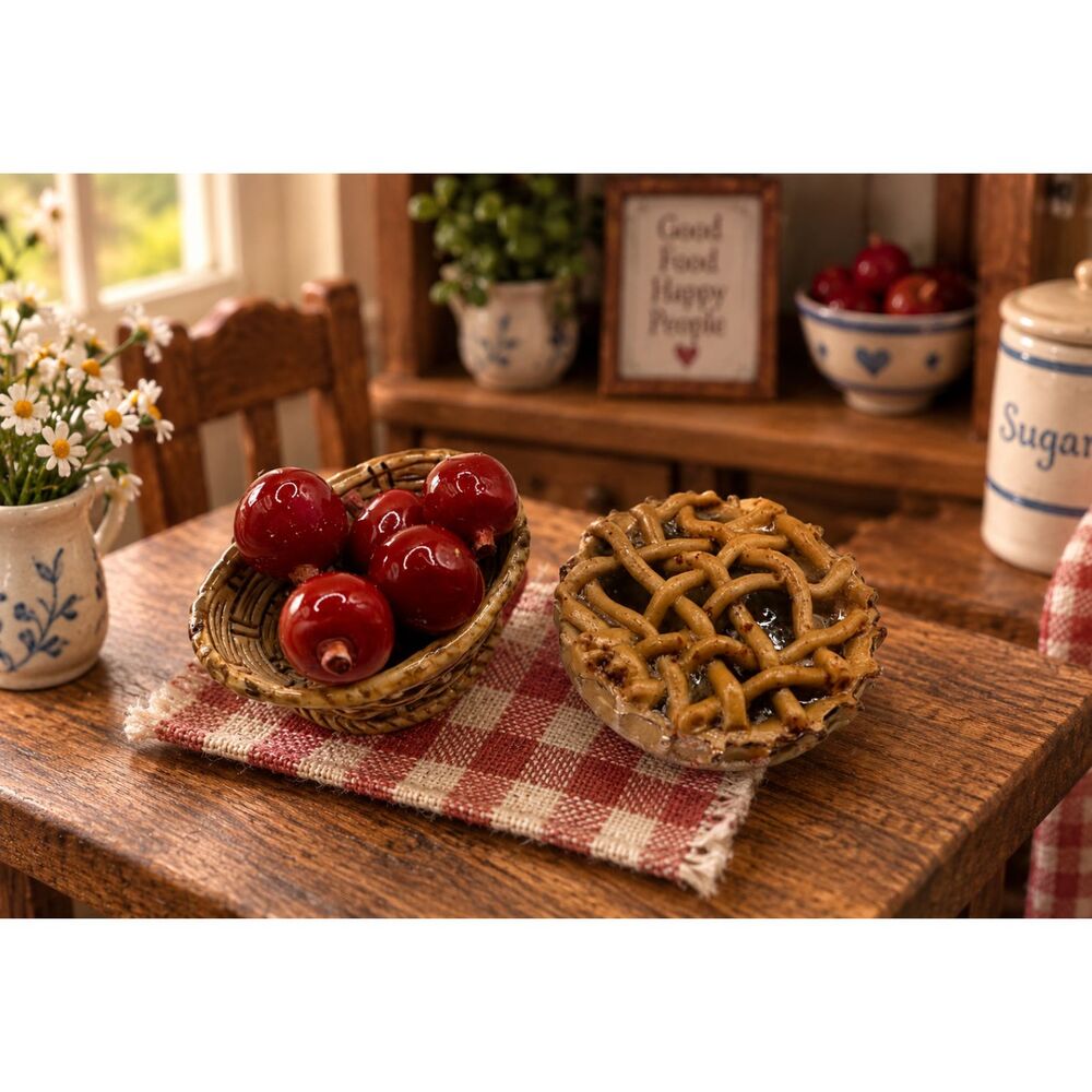 Miniature Apple Pie & Basket of Apples